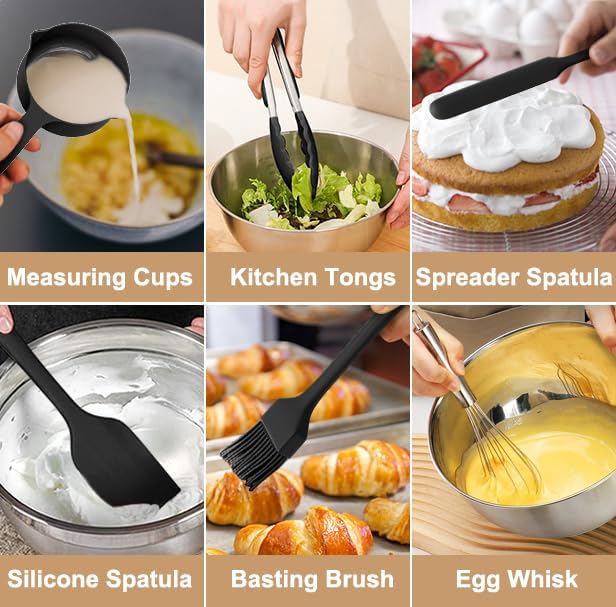 Wildone Mixing Bowls with Airtight Lids, with 3 Grater Attachments, Scale Mark - Image 4