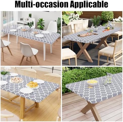 Smiry Picnic Fitted Table Cover, 4 Foot Flannel Backed Vinyl