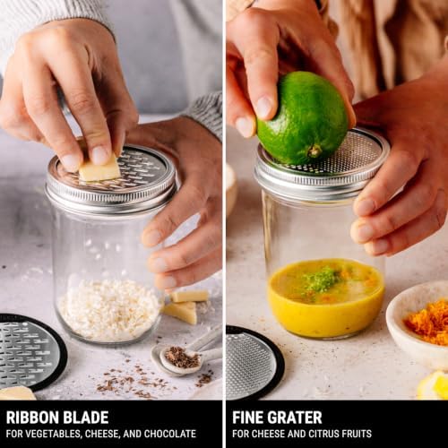 Microplane 2-Piece Ultimate Mason Jar Lid Grater Set, Fine & Ribbon
