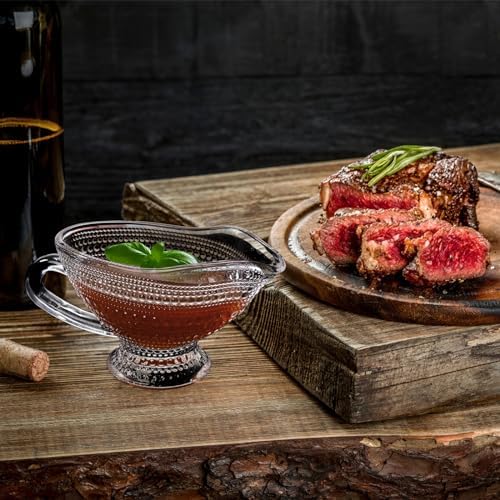 ZOOFOX 2 Pack 12 oz Glass Gravy Boat, Crystal Gravy Bowl with