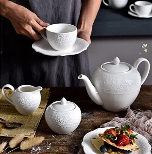 White Ceramic Creamer Pitcher with Sugar Bowl Set, Coffee Serving Set