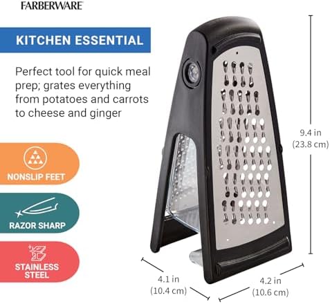 Farberware Box Grater with Container, Stainless Steel