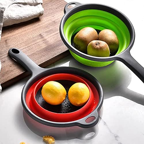 4Pcs Collapsible Strainers for Kitchen with Handle, Foldable Silicone