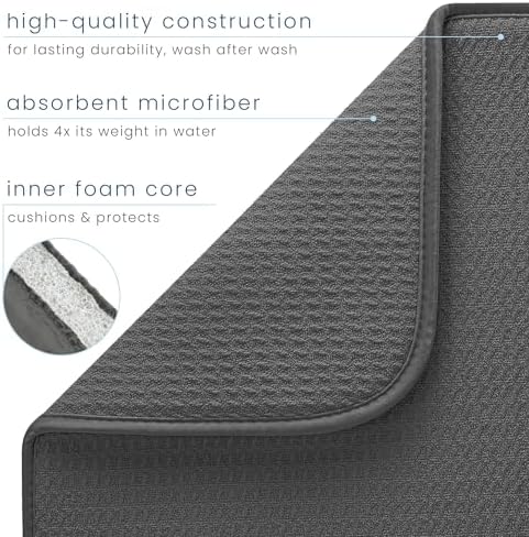 S&T INC. Dish Drying Mat, 2 Pack, 16" x 18", Large, Grey and Grey