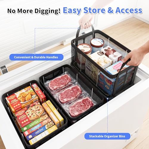 Aokeyee 4 Pack Large Deep Freezer Organizer Bins