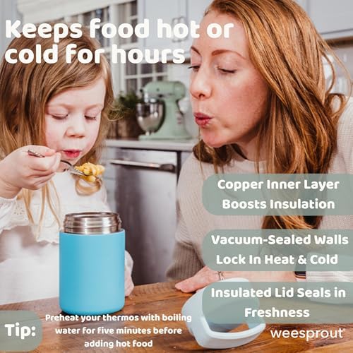 WeeSprout Insulated Stainless Steel Lunch Thermos, Soup Bottle for Hot