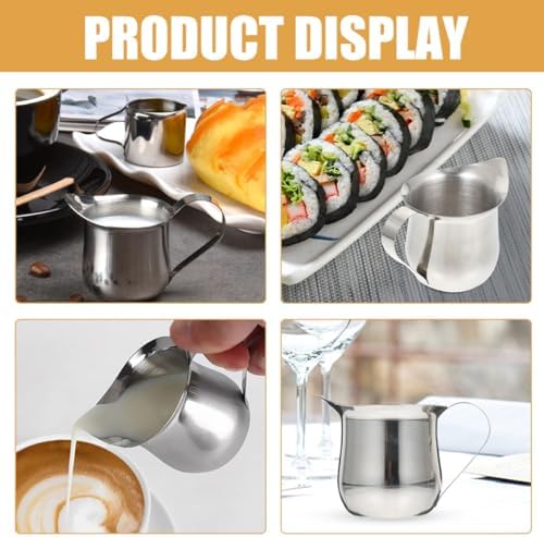 4pcs Stainless Steel Small Milk Pitcher 90ml Silver Cream Holder