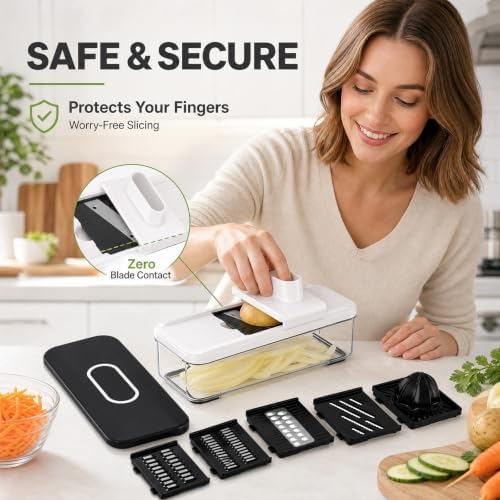 Solucky Mandoline Vegetable Slicer, 7-in-1, 5 Blades