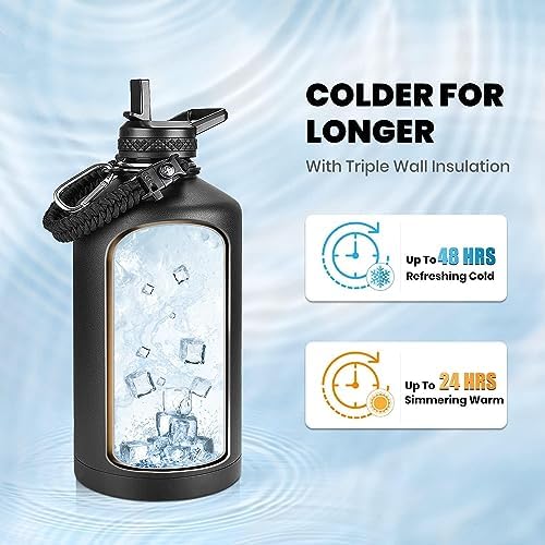 RAYMYLO One Gallon Water Bottle Insulated 128 oz, Stainless Steel