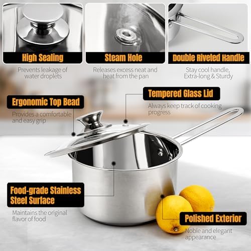 Stainless Steel pots and pans set, 6 PCS Nonstick Induction Cookware