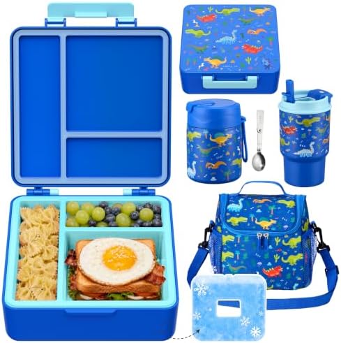 Pawtong Lunch Box Set with Bento Box Container, 17OZ Stainless Steel