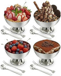 Silver Stainless Steel Dessert Cups - with Forks & Spoons,8.45 Oz,Set