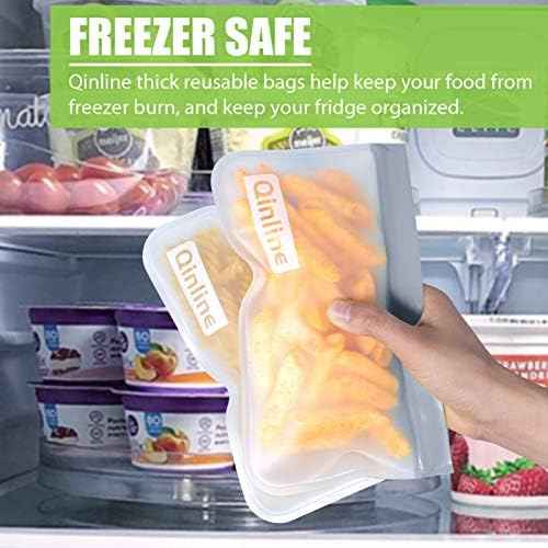 Qinline Reusable Food Storage Bags - 24 Pack Freezer Bag, Reusable