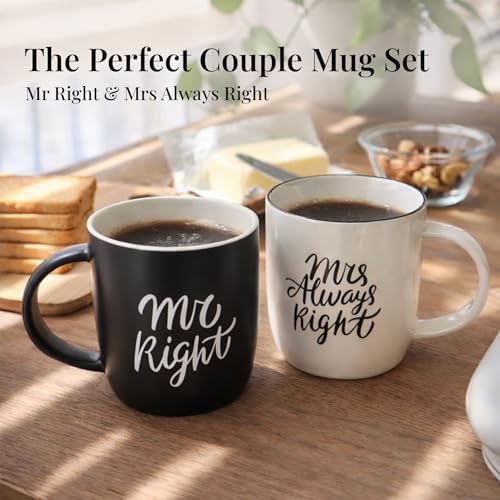 Triple Gifffted Mr Right and Mrs Always Right Coffee Mugs Gift Set