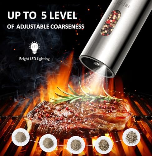 Zadelar Rechargeable Salt and Pepper Grinder Set, Stainless Steel