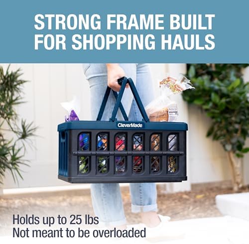 CleverMade Eco 24L Collapsible Shopping Basket, 3 Pack