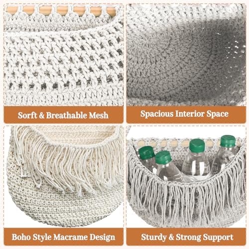 4 Tier Hanging Fruit Baskets for Kitchen,Detachable Cotton Hanging
