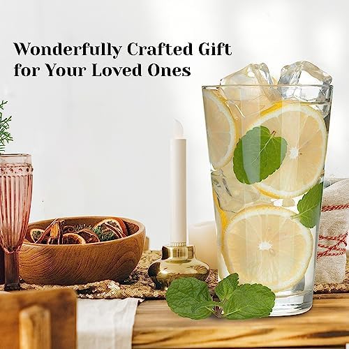 Pint Glasses Set of 6 - 16 oz Drinking Glasses Made for Cold Beverages