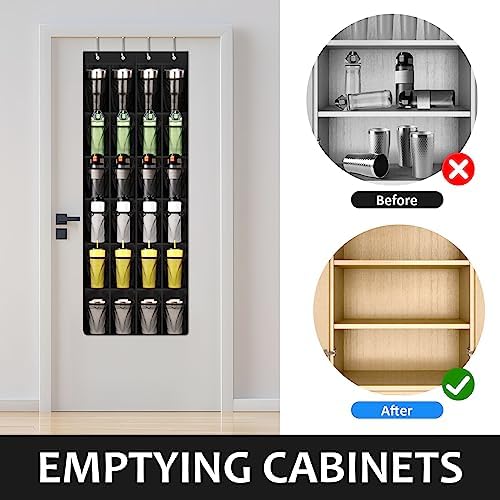 Tumbler Organizer,Water Bottle Organizer 24 Holders Over The Door