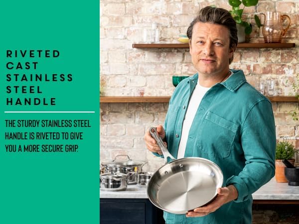 T-Fal x Jamie Oliver Stainless Steel Fry Pan 9.5-Inch, Induction Compatible - Image 5