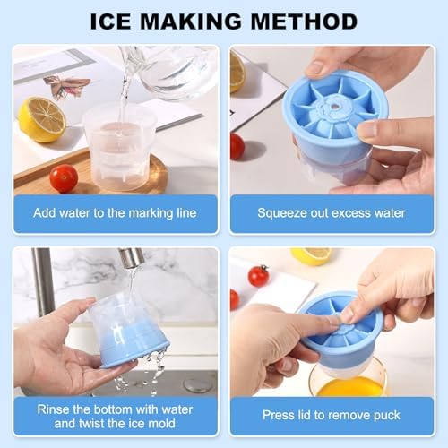 Large Ice Ball Maker Mold, 4 Pack 2.5" Round Ice Cube Mold, Stackable