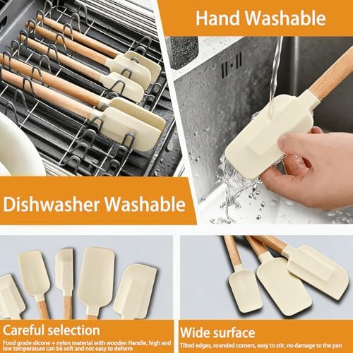 7 Piece Silicone Spatula Set, Food Grade Rubber Spatula Set with