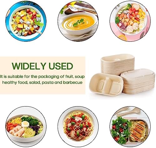 Yesland 50 Pcs Compostable Take Out Food Containers with Lid, 33 oz