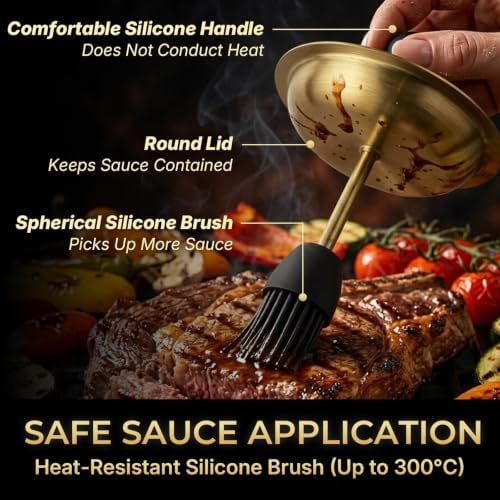 Smilecat Sauce Pot and Basting Brush Set, Practical-BBQ Stainless