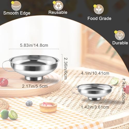 3Pcs Stainless Steel Kitchen Funnel,Large Funnels for Regular Mouth