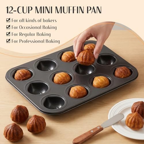 Tissting Muffin Cake Pan, Nonstick 12 Cavity Chestnut Baking Pan