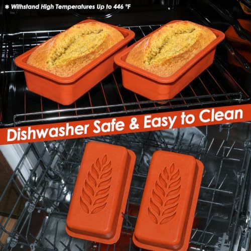 Webake 2 Pack Fall Loaf Pan with Steel-Reinforced Frame, 8.5 x 4 Inch