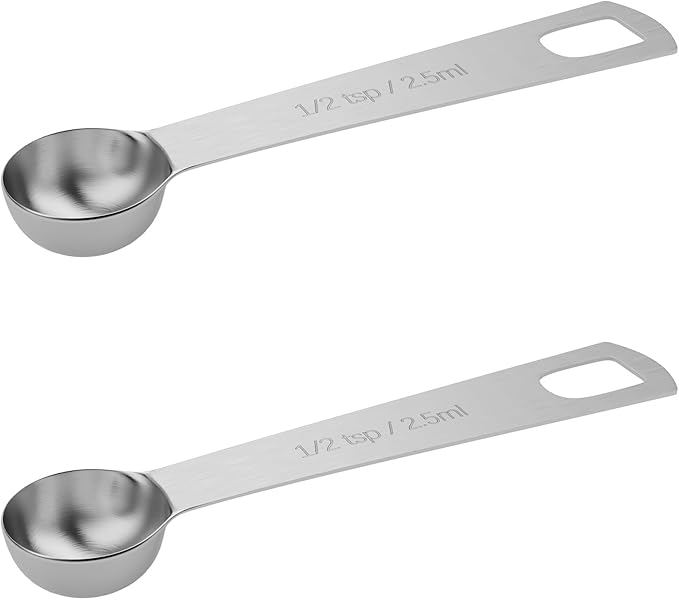 2PCS 1/2tsp Single Measuring Spoon, Stainless Steel Individual Teaspoons Only by BERYLER