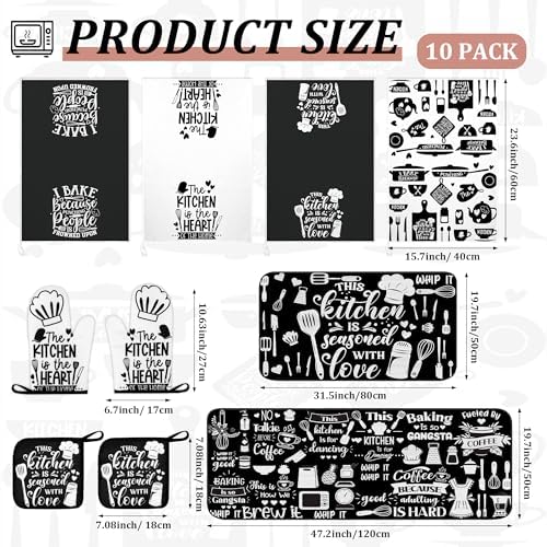 10 PCS Sunflower Plaid Kitchen Decor and Accessories 4 Kitchen Towels