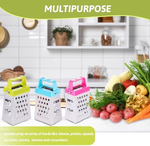 Ptwola 6 Pcs Mini Cheese Grater Stainless Steel Box Grater Fine Coarse