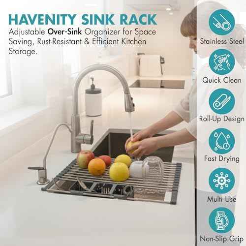 HavenityTM Expandable Roll Up Dish Drying Rack for Small Sinks