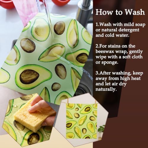 ZUFECY Reusable Beeswax Food Wrap, 9-Pack, 3 Sizes