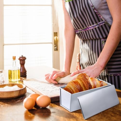 2 Pack Stainless Steel Pullman Loaf Pan with Lid, 13x4 Inch Large