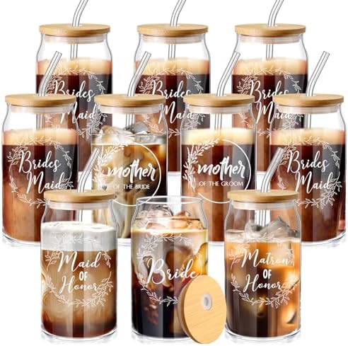 Layhit 10 Pcs Bridesmaid Gifts Bridesmaid Proposal Cups with Lid and