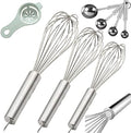 Stainless Steel Whisk, Whisk Set with Measuring Spoon and 8"+10"+12"