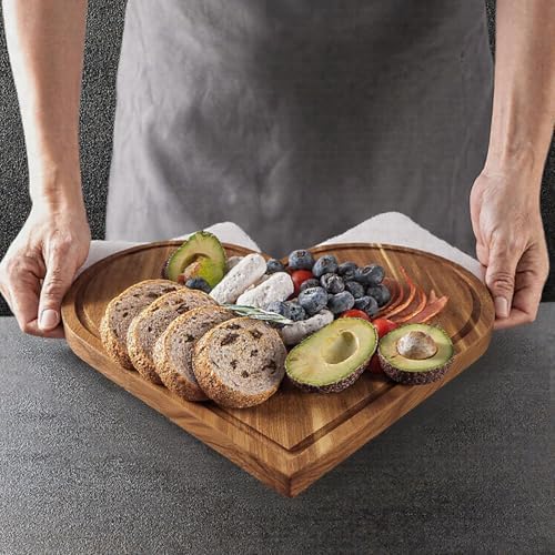 Double-Sided Acacia Wood Heart Cutting Board & Serving Tray Set - XO