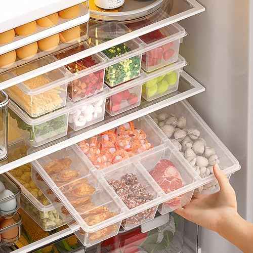 MANO Divided Veggie Tray with Lid, 2 Pack, 5 Compartments