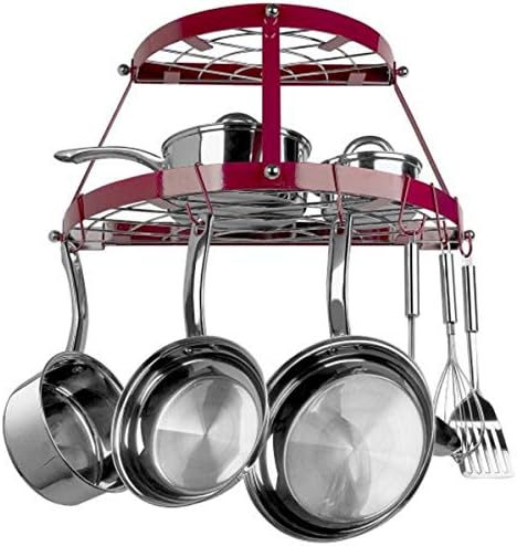 Range Kleen , Red Enameled, 2 Shelf Wall Mounted Pot Rack