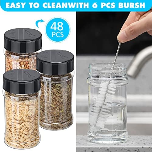 Mimorou 48 Pcs 7 oz Clear Plastic Spice Jars with Shaker Lids and