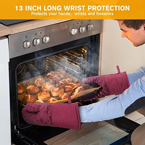 6 Pcs Oven Mitts and Pot Holders, 500°F Heat Resistant Oven Mitts with