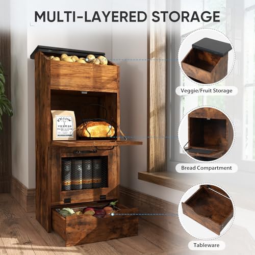 Verano Garden 16.0" Potato and Onion Storage Bin, Bread Box