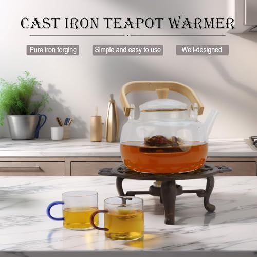 Cast Iron Teapot Warmer, Tea Pot Warmer with Tealight Holder, Portable