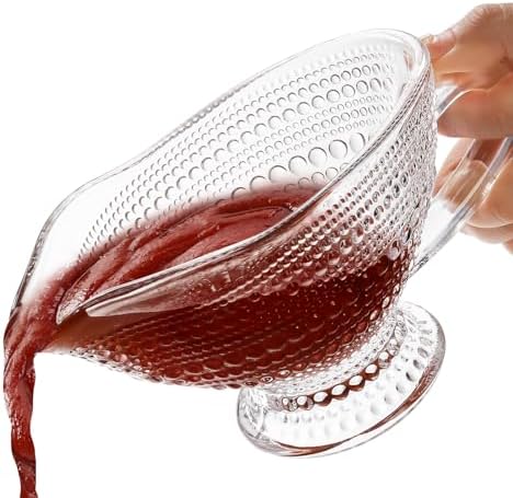 ZOOFOX 2 Pack 12 oz Glass Gravy Boat, Crystal Gravy Bowl with