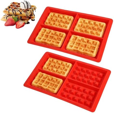 2Pcs Silicone Waffle Mold, Nonstick Waffle Maker Baking Tray Oven Air