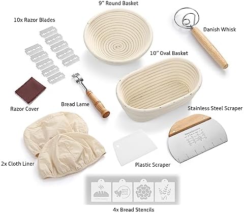 Saint Germain Bakery Premium Round Bread Banneton Basket with Liner