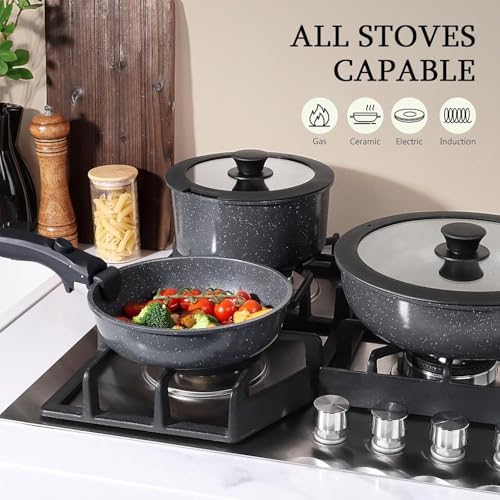 GiPP 5PCS Ceramic Pots and Pans Set Nonstick Detachable Handle